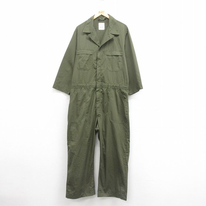 【中古】古着 長袖 ミリタリー ベイカー ツナギ メンズ 90年代 90s ユーティリティ 大きいサイズ ゆったり オーバーサイズ 開襟 オープンカラー USA...