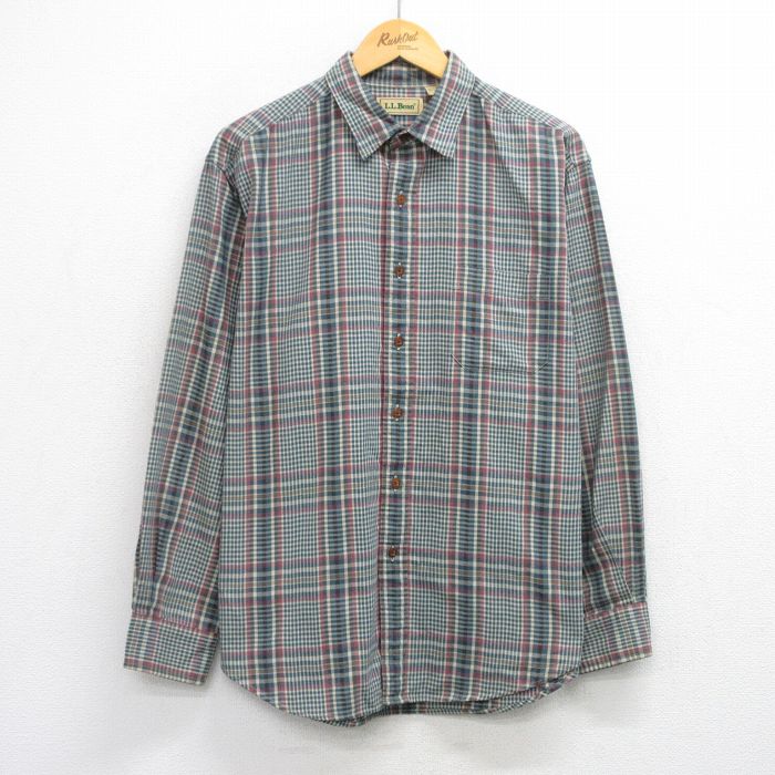 樂天商城 - 【中古】古着 エルエルビーン LLBEAN 長袖 ブランドシャツ メンズ 90年代 90s 大きいサイズ 2L LL ビッグシルエット ゆったり ビッグサイズ オーバーサイズ 緑系他 グリーン チェック XLサイズ 中古 トップス | 春夏 春物 春服 秋冬 秋物 秋服 カジュアルシャツ