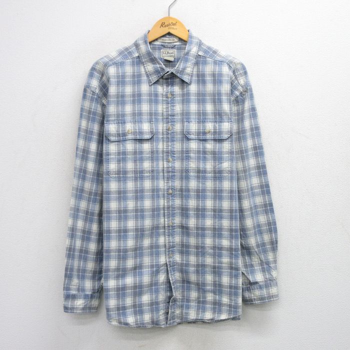 乐天商城 - 【中古】古着 エルエルビーン LLBEAN 長袖 ブランドシャツ メンズ 00年代 00s 大きいサイズ 2L LL ビッグシルエット ゆったり ビッグサイズ オーバーサイズ コットン 薄紺他 ネイビー チェック XLサイズ 中古 トップス | 春夏 春物 春服 秋冬 秋物 秋服 カジュア