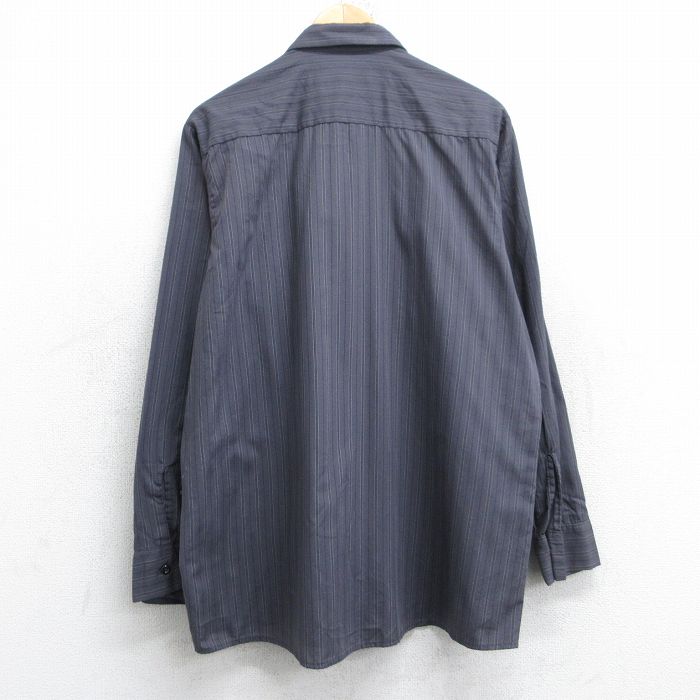 【中古】古着 レッドキャップ 長袖 ワークシャツ メンズ 00年代 00s 濃グレー ストライプ XLサイズ 中古 トップス | 春夏 春物 春服 秋冬 秋物 秋服 カジュアルシャツ メンズファッション 長袖シャツ おしゃれ カジュアル 2OF
