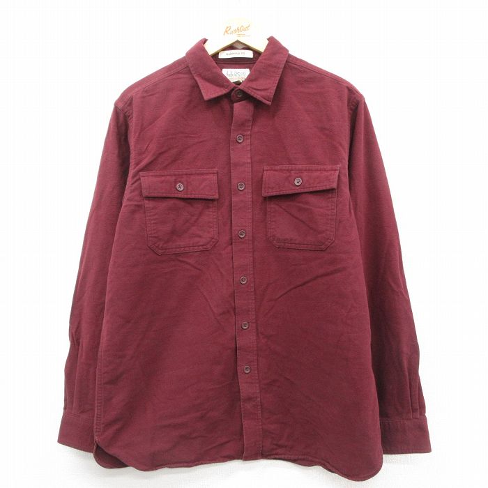 樂天商城 - 【中古】古着 エルエルビーン LLBEAN 長袖 ヘビー フランネルシャツ メンズ 00年代 00s シャモアクロス コットン エンジ系 Lサイズ 中古 トップス | 秋冬 秋物 秋服 冬物 冬服 カジュアルシャツ メンズファッション 長袖シャツ おしゃれ カジュアル