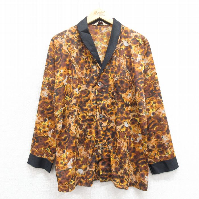 乐天商城 - 【中古】古着 マンシングウェア 長袖 パジャマシャツ メンズ 70年代 70s 総柄 こげ茶 ブラウン 【spe】 Mサイズ 中古 トップス | 春夏 春物 春服 秋冬 秋物 秋服 カジュアルシャツ メンズファッション 長袖シャツ おしゃれ カジュアル