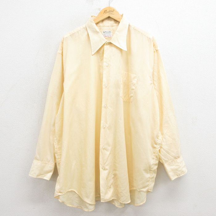 【中古】古着 長袖シャツ メンズ 70年代 70s 大きいサイズ 2L LL ビッグシルエット ゆったり ビッグサイズ オーバーサイズ ロング丈 US..