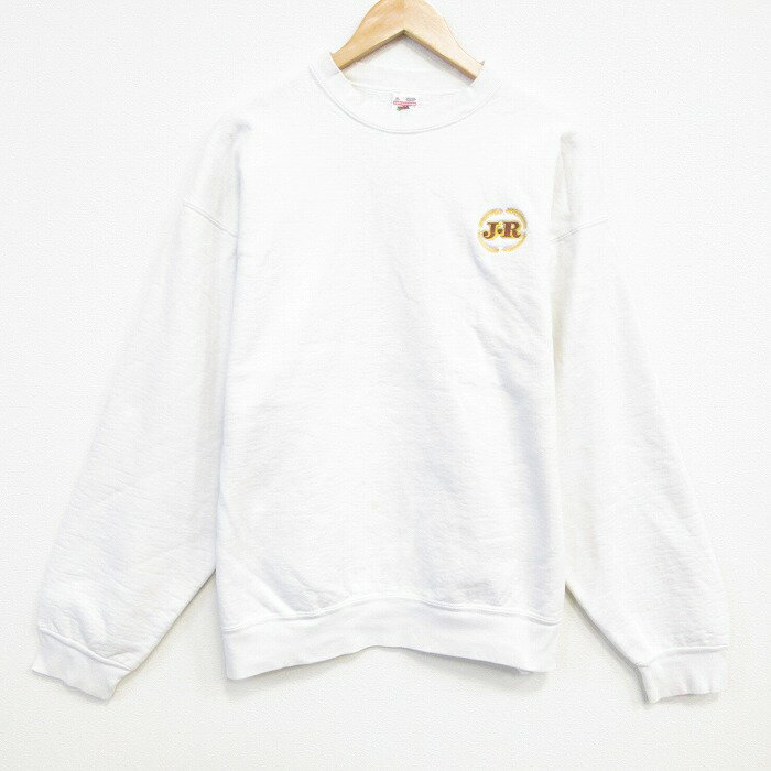 【中古】古着 フルーツオブザルーム 長袖スウェット メンズ 90年代 90s JR クルーネック 丸首 USA製 アメリカ製 白 ホワイト XLサイズ 中古 スエット トレーナー トップス | 春夏 春物 春服 秋冬 秋物 秋服 メンズファッション カジュアル おしゃれ ファッション