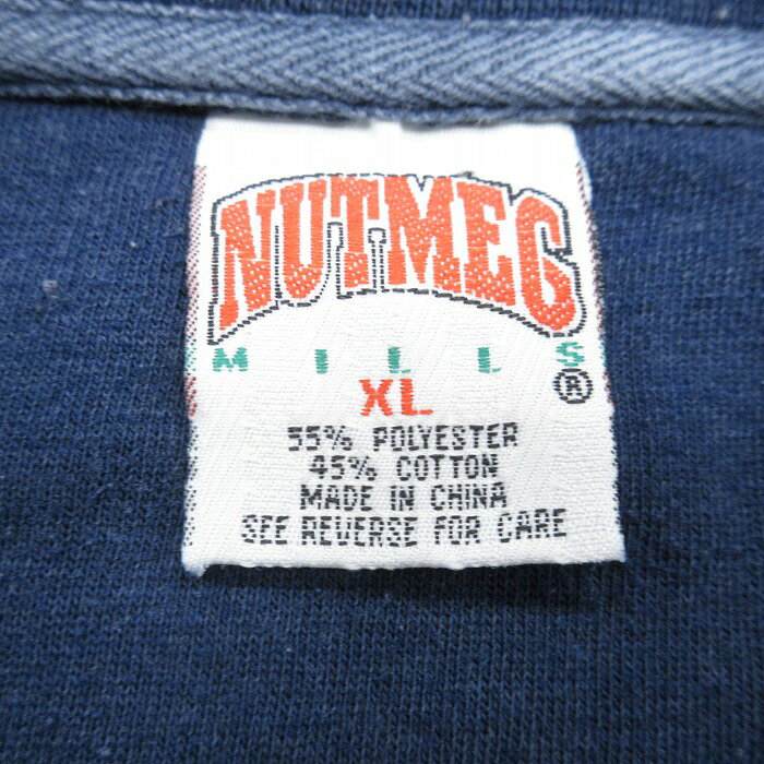 古着屋RushOutの【中古】古着 90s ノートルダム 長袖スウェット メンズ ネイビー XLサイズ 90年代 ヴィンテージ トレーナー アメカジ ストリート カジュアル きれいめ レトロ オールド｜アングル3
