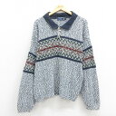 【中古】古着 長袖 セーター メンズ 90年代 90s 襟付き コットン USA製 アメリカ製 紺他 ネイビー Lサイズ 中古 ニット トップス | 春夏 春物...