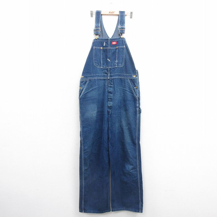 【中古】古着 ディッキーズ Dickies オーバーオール メンズ 00年代 00s 大きいサイズ ゆったり オーバーサイズ コットン 紺 ネイビー デニム W43 中古 ボトムス | 春夏 春物 春服 秋冬 秋物 秋服 長ズボン カジュアル メンズファッション ファッション おしゃれ