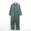 【中古】古着 ダブルウェア 長袖 ワーク ツナギ メンズ 80年代 80s 大きいサイズ ゆったり オーバーサイズ コの字留め コットン 緑 グリーン W44 ...