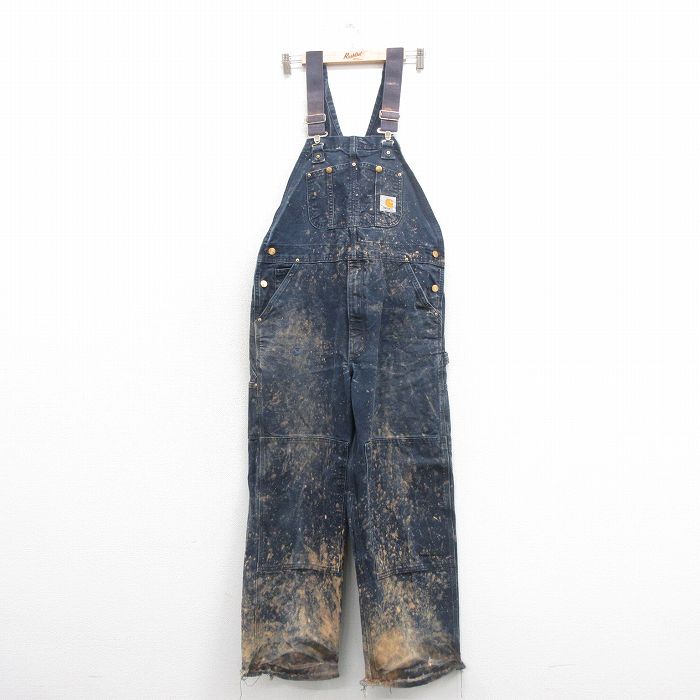 【中古】古着 カーハート Carhartt オーバーオール メンズ ダブルニー ダック地 紺 ネイビー W36 中古 ボトムス | 春夏 春物 春服 秋冬 秋物 秋服 長ズボン カジュアル メンズファッション ファッション おしゃれ