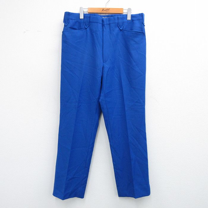 【中古】古着 スラックスパンツ メンズ 80年代 80s USA製 アメリカ製 タロン 青 ブルー W37 中古 ボトムス ロング | 春夏 春物 春服 秋冬 秋物 秋服 長ズボン カジュアル メンズファッション ファッション おしゃれ