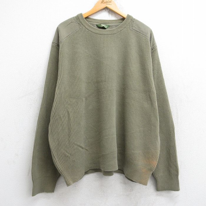 【中古】古着 長袖 コマンド セーター メンズ ヒジ・肩当て 大きいサイズ 2L LL ビッグシルエット ゆっ..