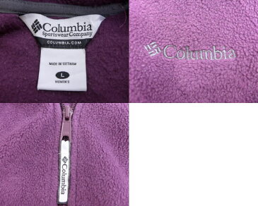 【中古】古着 レディース フリースジャケット コロンビア COLUMBIA ロゴ 紫他 パープル アウター 秋冬 秋物 秋服 冬物 冬服 ジャンパー ブルゾン | カジュアル レディースファッション おしゃれ かわいい