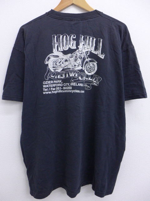 古着 ビンテージ Tシャツ HOG HILL バイク 大きいサイズ 黒 ブラック XLサイズ 中古 メンズ