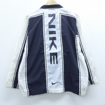 【中古】古着 長袖 ナイロンジャケット 90年代 90s ナイキ NIKE ビッグロゴ ラグラン ツートンカラー バイカラー 黒他 ブラック 【spe】 中古 アウター ウインドブレーカー | 秋冬 秋物 秋服 冬物 冬服 カジュアル レディースファッション おしゃれ かわいい