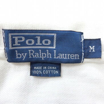 M★古着 半袖 ブランド ポロ シャツ 90年代 90s ラルフローレン Ralph Lauren ワンポイントロゴ 鹿の子 コットン 白他 ホワイト ボーダー 20mar27 中古 メンズ トップス