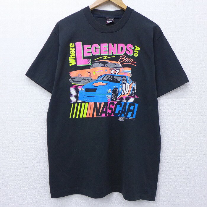 L★古着 半袖 ビンテージ Tシャツ 80年代 80s NASCAR レーシングカー USA製 黒 ブラック 20apr09 中古 メンズ