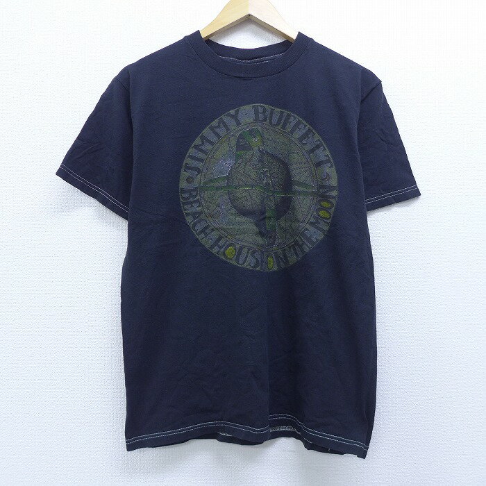 【中古】古着 半袖 ビンテージ ヴィンテージ ロックTシャツ バンドTシャツ 00年代 00s ジミーバフェット コットン クルーネック 丸首 黒 ブラック Mサイズ 中古 メンズ | 春夏 春物 春服 秋冬 秋物 秋服 メンズファッション ロンT カットソー ロンティー ロングT ロン 0OF