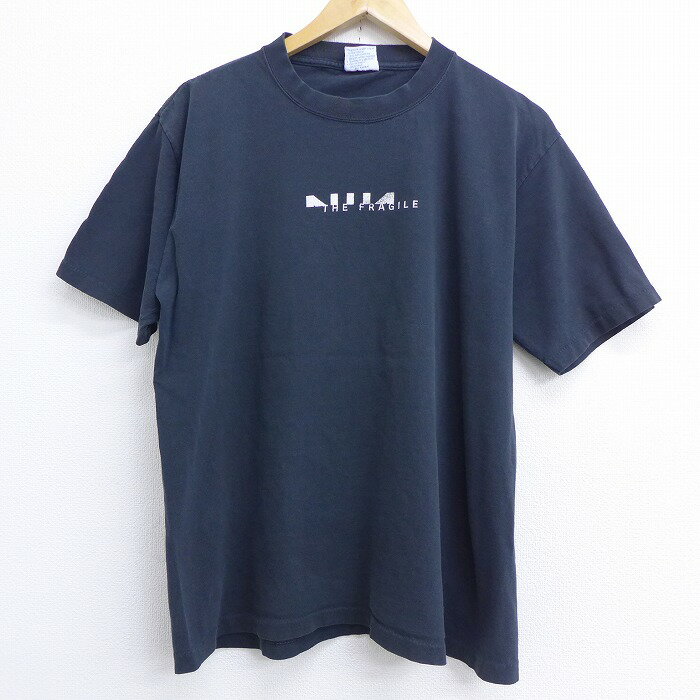 【中古】古着 半袖 ビンテージ ヴィンテージ ロックTシャツ バンドTシャツ 00年代 00s ナインインチネイルズ ザフラジャイル コットン クルーネック 丸首 USA製 アメリカ製 黒 ブラック 【spe】 Lサイズ 中古 メンズ | 春夏 春物 春服 秋冬 秋物 秋服 メンズファッショ