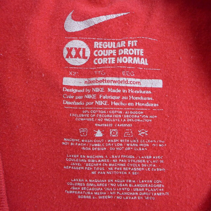 【中古】古着 半袖 ブランドTシャツ ナイキ NIKE ロゴ ITS SUPPOSED 大きいサイズ 2L LL ビッグシルエット ゆったり ビッグサイズ オーバーサイズ コットン クルーネック 丸首 赤 レッド XLサイズ 中古 メンズ | 春夏 夏物 夏服 メンズファッション カットソー ティー