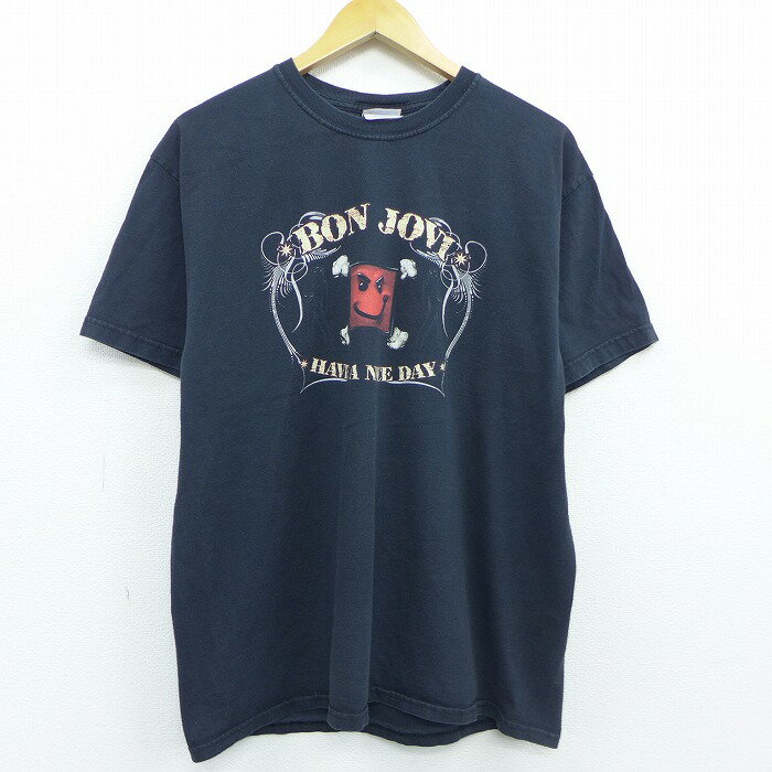 【中古】古着 半袖 ビンテージ ヴィンテージ ロックTシャツ バンドTシャツ 00年代 00s ボンジョビ ボンジョヴィ コットン クルーネック 丸首 黒 ブラック 【spe】 Lサイズ 中古 メンズ | 春夏 春物 春服 秋冬 秋物 秋服 メンズファッション ロンT カットソー ロンティ 2OF