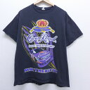 【中古】古着 半袖Tシャツ クラウンロイヤル レーシングカー 黒 ブラック Lサイズ 中古 メンズ | 春夏 夏物 夏服 メンズファッション カットソー ティーシャツ ティシャツ メンズTシャツ 半袖Tシャツ 半袖ティーシャツ カジュアルTシャツ おしゃれ カジュアル 0OF