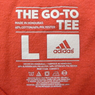 【中古】古着 半袖 ブランドTシャツ アディダス adidas ビッグロゴ クルーネック 丸首 オレンジ Lサイズ 中古 メンズ | 春夏 夏物 夏服 メンズファッション カットソー ティーシャツ ティシャツ メンズTシャツ 半袖Tシャツ 半袖ティーシャツ カジュアルTシャツ おしゃ 0OF