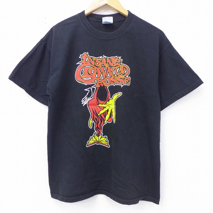 【中古】古着 半袖 ヒップホップ ラップTシャツ 00年代 00s インセインクラウンポッシー コットン クルーネック 丸首 黒 ブラック Lサイズ 中古 メンズ | 春夏 春物 春服 秋冬 秋物 秋服 メンズファッション ロンT カットソー ロンティー ロングT ロングTシャツ ロング