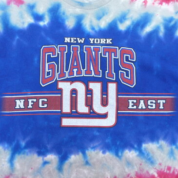 【中古】古着 半袖Tシャツ NFL ニューヨークジャイアンツ クルーネック 丸首 青他 ブルー タイダイ アメフト スーパーボウル XLサイズ 中古 メンズ 中古メンズ半袖プリントキャラクター 0OF
