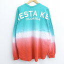 【中古】古着 長袖 ビンテージ ヴィンテージTシャツ 00年代 00s SIESTA KEY フロリダ 大きいサイズ 2L LL ビッグシルエット ゆったり ビッグサイズ オーバーサイズ コットン クルーネック 丸首 USA製 アメリカ製 緑他 グリーン タイダイ XLサイズ 中古 メンズ | 春夏