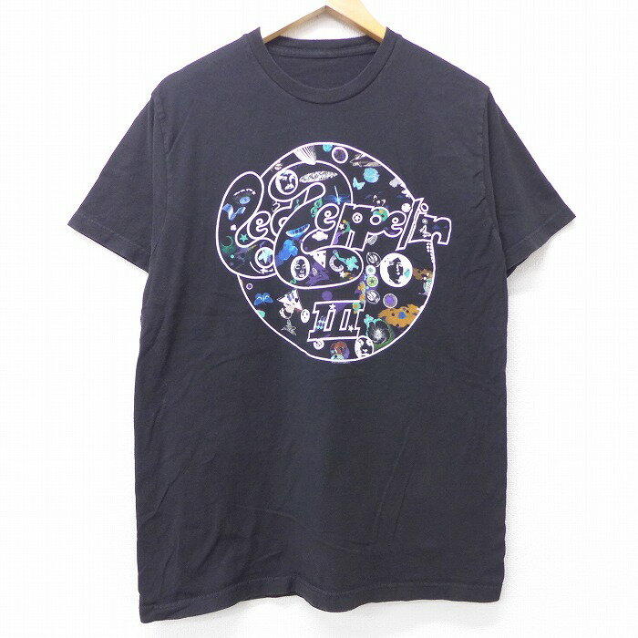 【中古】古着 半袖 ロックTシャツ バンドTシャツ レッドツェッペリン クルーネック 丸首 黒 ブラック Lサイズ 中古 メンズ | 春夏 夏物 夏服 メンズファッション カットソー ティーシャツ ティシャツ メンズTシャツ 半袖Tシャツ 半袖ティーシャツ カジュアルTシャツ お