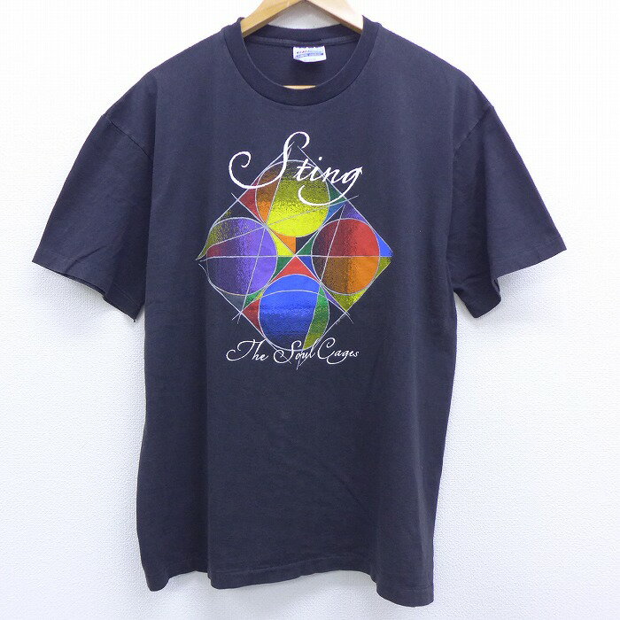 【中古】古着 半袖 ビンテージ ヴィンテージ ロックTシャツ バンドTシャツ 90年代 90s スティング コットン クルーネック 丸首 USA製 アメリカ製 黒 ブラック XLサイズ 中古 メンズ | 春夏 春物 春服 秋冬 秋物 秋服 メンズファッション ロンT カットソー ロンティー 2OF