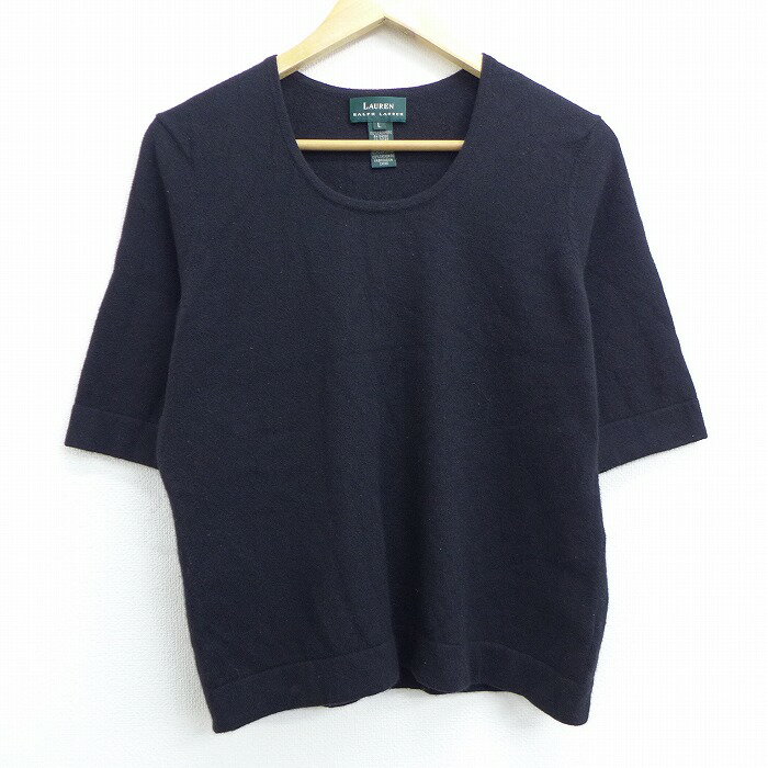 【中古】古着 レディース 半袖 ブランド セーター ラルフローレン Ralph Lauren カシミヤ カシミア クルーネック 丸首 黒 ブラック 中古 ニット トップス | 春夏 春物 春服 秋冬 秋物 秋服 カジュアル レディースファッション おしゃれ かわいい 0OFのサムネイル