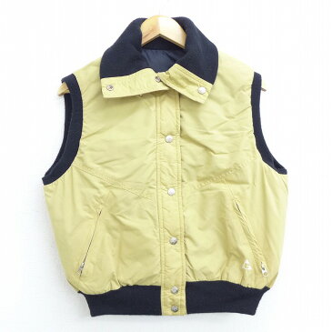 【中古】古着 レディース ダウンベスト 90年代 90s ジェリー ワンポイントロゴ リバーシブル USA製 アメリカ製 ベージュ カーキ 中古 アウター | 秋冬 秋物 秋服 冬物 冬服 カジュアル レディースファッション おしゃれ かわいい