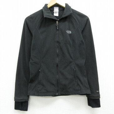 【中古】古着 レディース 長袖 フリースジャケット ノースフェイス THE NORTH FACE ワンポイントロゴ 黒 ブラック 中古 アウター ジャンパー ブルゾン | 秋冬 秋物 秋服 冬物 冬服 カジュアル レディースファッション おしゃれ かわいい