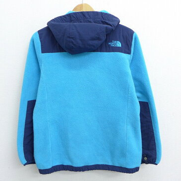 【中古】古着 レディース 長袖 フリース デナリジャケットパーカー ノースフェイス THE NORTH FACE ワンポイントロゴ ツートンカラー バイカラー 水色他 内側フリース 【spe】 中古 アウター ジャンパー ブルゾン | 秋冬 秋物 秋服 冬物 冬服 カジュアル レディースフ 0OF