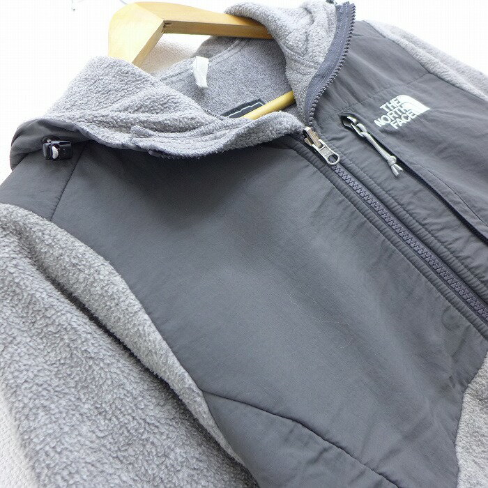 【中古】古着 レディース 長袖 フリース デナリジャケットパーカー ノースフェイス THE NORTH FACE ワンポイントロゴ グレー 中古 アウター ジャンパー ブルゾン | 秋冬 秋物 秋服 冬物 冬服 カジュアル レディースファッション おしゃれ かわいい 0OF