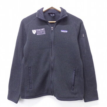 【中古】古着 レディース 長袖 フリースジャケット パタゴニア patagonia ベターセーター ワンポイントロゴ エモリー大学 刺繍 ラグラン 黒 ブラック 中古 アウター ジャンパー ブルゾン | 秋冬 秋物 秋服 冬物 冬服 カジュアル レディースファッション おしゃれ かわ