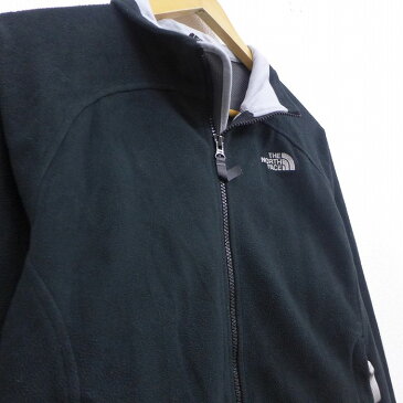 【中古】古着 長袖 フリースジャケット ノースフェイス THE NORTH FACE ワンポイントロゴ ラグラン 黒 ブラック 内側メッシュ 中古 アウター ジャンパー ブルゾン | 秋冬 秋物 秋服 冬物 冬服 カジュアル レディースファッション おしゃれ かわいい