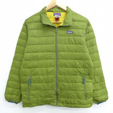 【中古】古着 長袖 ダウンジャケット パタゴニア patagonia ワンポイントロゴ 濃緑 グリーン 中古 アウター ジャンパー ブルゾン | 秋冬 秋物 秋服 冬物 冬服 カジュアル レディースファッション おしゃれ かわいい