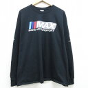 【中古】古着 長袖 ビンテージ ヴィンテージTシャツ 00年代 00s BMW MAX 大きいサイズ 2L LL ビッグシルエット ゆったり ビッグサイズ オーバーサイズ コットン クルーネック 丸首 黒 ブラック XLサイズ 中古 メンズ | 春夏 春物 春服 秋冬 秋物 秋服 メンズファッショ