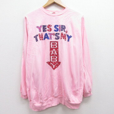 【中古】古着 レディース 長袖スウェット 80年代 80s BABY クルーネック 丸首 USA製 アメリカ製 ピンク 【spe】 中古 スエット トレーナー トップス | 春夏 春物 春服 秋冬 秋物 秋服 カジュアル レディースファッション おしゃれ かわいい 0OF