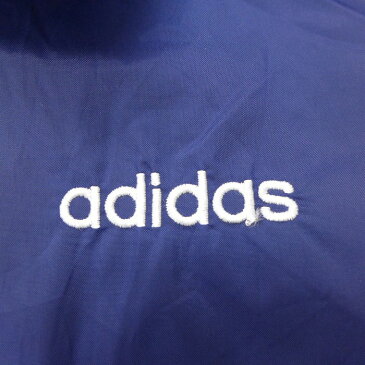 【中古】古着 長袖 ナイロンジャケット 90年代 90s アディダス adidas ワンポイントロゴ ラグラン 大きいサイズ 2L LL ビッグシルエット ゆったり ビッグサイズ オーバーサイズ 紺 ネイビー 3本ライン 内側メッシュ XLサイズ 中古 メンズ アウター ウインドブレーカー