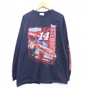 【中古】古着 長袖 ビンテージ ヴィンテージTシャツ 00年代 00s レーシングカー NASCAR トニースチュワート シボレー 大きいサイズ 2L LL ビッグシルエット ゆったり ビッグサイズ オーバーサイズ コットン クルーネック 丸首 黒 ブラック XLサイズ 中古 メンズ | 春夏