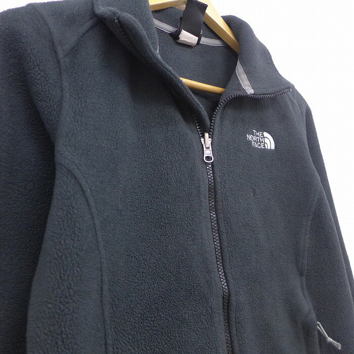 【中古】古着 レディース 長袖 フリースジャケット ノースフェイス THE NORTH FACE ワンポイントロゴ 黒 ブラック 中古 アウター ジャンパー ブルゾン | 秋冬 秋物 秋服 冬物 冬服 カジュアル レディースファッション おしゃれ かわいい