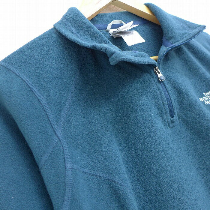 【中古】古着 レディース 長袖 フリースジャケット ノースフェイス THE NORTH FACE ワンポイントロゴ 紺系 ネイビー 中古 アウター ジャンパー ブルゾン | 秋冬 秋物 秋服 冬物 冬服 カジュアル レディースファッション おしゃれ かわいい