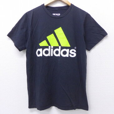 【中古】古着 ブランドTシャツ アディダス adidas ビッグロゴ コットン クルーネック 丸首 黒 ブラック Mサイズ 中古 メンズ 半袖 | 春夏 夏物 夏服 メンズファッション カットソー ティーシャツ ティシャツ メンズTシャツ 半袖Tシャツ 半袖ティーシャツ カジュアルTシ 0OF