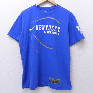 【中古】古着 ブランドTシャツ ナイキ NIKE ケンタッキー ルーズフット コットン クルーネック 丸首 青 ブルー Lサイズ 中古 メンズ 半袖 | 春夏 夏物 夏服 メンズファッション カットソー ティーシャツ ティシャツ メンズTシャツ 半袖Tシャツ 半袖ティーシャツ カジュ