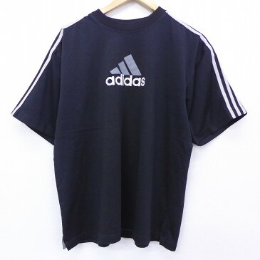 【中古】古着 半袖 ビンテージ ヴィンテージTシャツ 90年代 90s アディダス adidas クルーネック 丸首 黒 ブラック 3本ライン XLサイズ 中古 メンズ | 春夏 夏物 夏服 ヴィンテージTシャツ メンズファッション カットソー ティーシャツ ティシャツ メンズTシャツ 半袖T 0OF