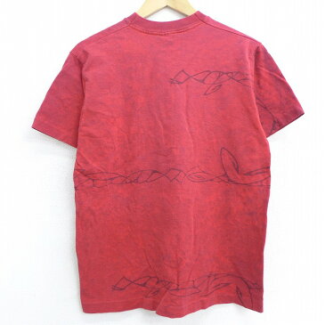【中古】古着 半袖 ビンテージ ヴィンテージTシャツ 90年代 90s キリン ゴリラ シマウマ コットン クルーネック 丸首 USA製 アメリカ製 赤 レッド タイダイ 【spe】 Mサイズ 中古 メンズ | 春夏 夏物 夏服 ヴィンテージTシャツ メンズファッション カットソー ティーシ 0OF