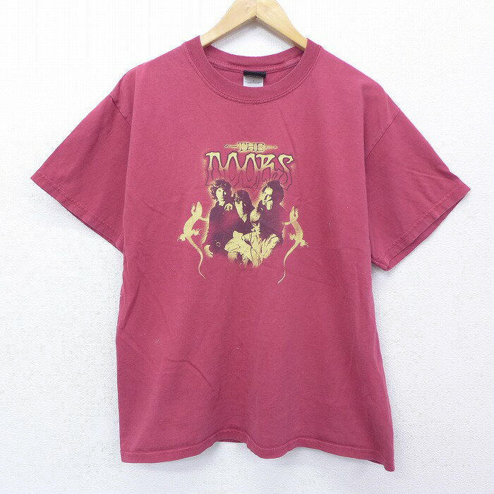 【中古】古着 半袖 ビンテージ ヴィンテージ ロックTシャツ バンドTシャツ 00年代 00s ドアーズ コットン クルーネック 丸首 赤 レッド Lサイズ 中古 メンズ | 春夏 春物 春服 秋冬 秋物 秋服 メンズファッション ロンT カットソー ロンティー ロングT ロングTシャツ